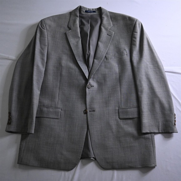 Vtg Ralph Lauren 46R Gray Houndstooth 100% Wool Mens Blazer Jacket Sport‎ Coat